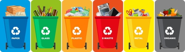 Çöpün türüne göre belirlenen çöp konteynerleri geri dönüşeme katkı sağlıyor.